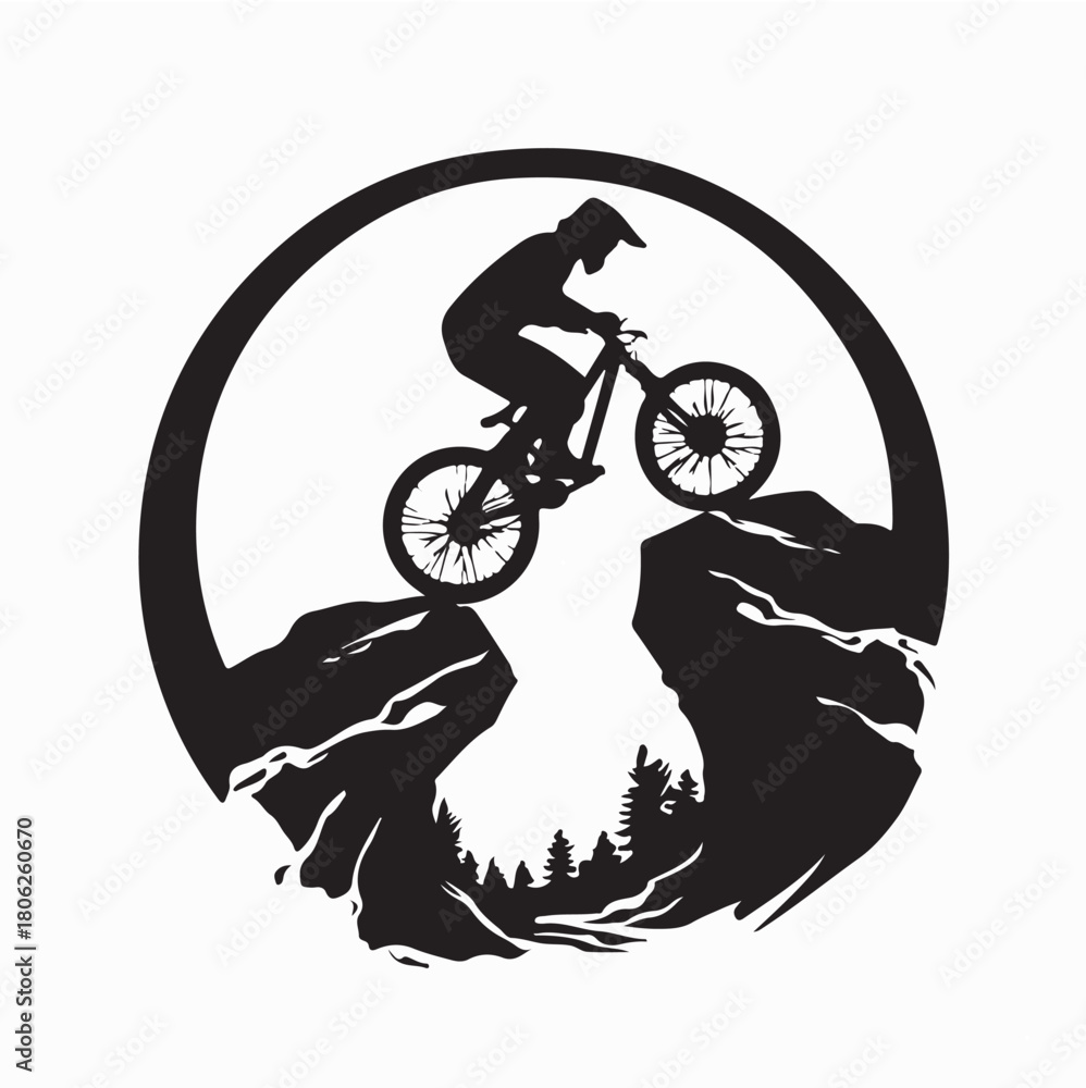Fototapeta premium Outdoor Extreme Sports Mountain Biker Vector isolated on white background
