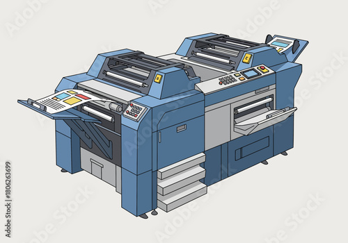 Blue Multifunction Printer Copier Industrial Office Equipment.
