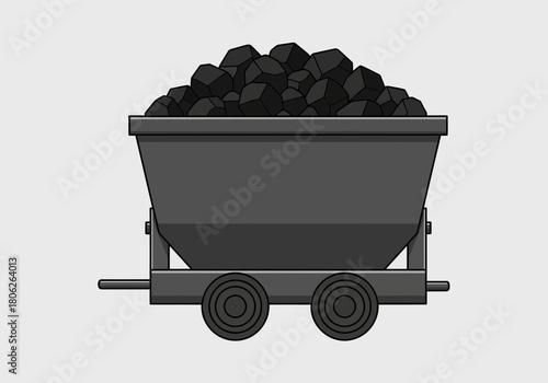 Coal filled wagon cart carrying coal.