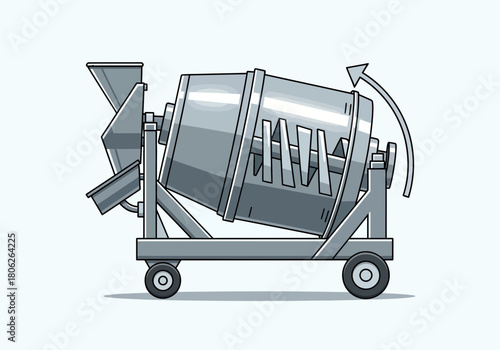 Concrete Mixer Machine On Construction Site.