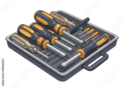 Compact Tool Kit With Screwdrivers and Bits.
