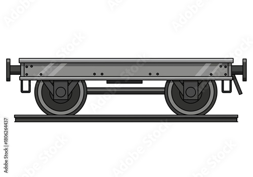 Flatbed rail wagon on a track.