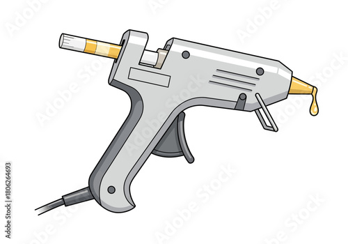 Hot Glue Gun Tool Isolated On White Background.