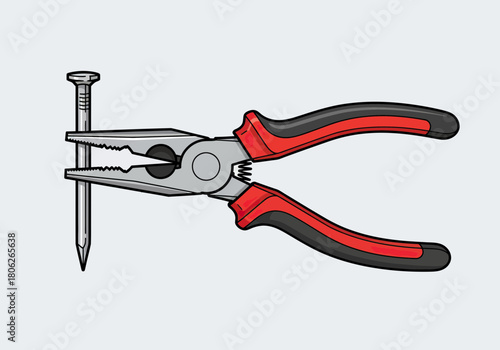 Needle nose pliers gripping a nail.