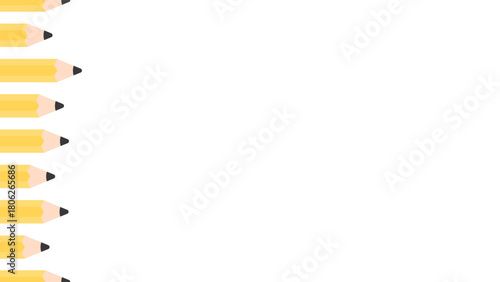 Cute yellow pencils border background. Flat design illustration. Back to school concept.	