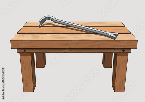Wooden workbench with hand plane on top.