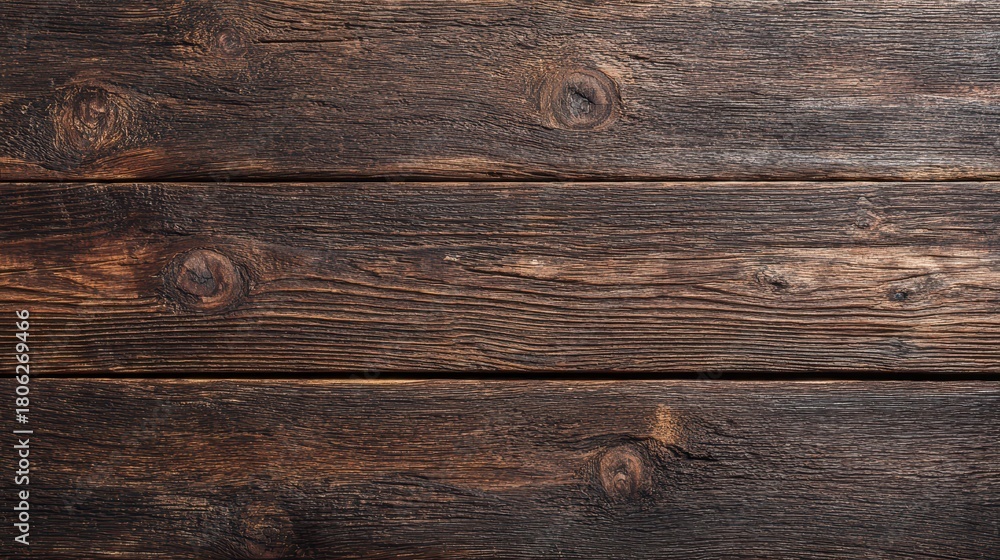 Fototapeta premium Dark wood plank texture for rustic background with rich grain and warm tones