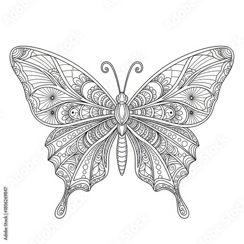 Stylized butterfly wing pattern for creative coloring