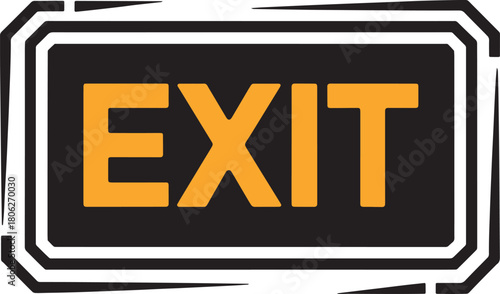 Exit Sign Vector in Bold Yellow and Black