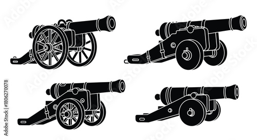Vintage cannon illustrations a collection of historical artillery pieces depicted