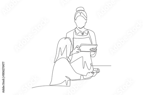 Talking to customers concept one-line drawing