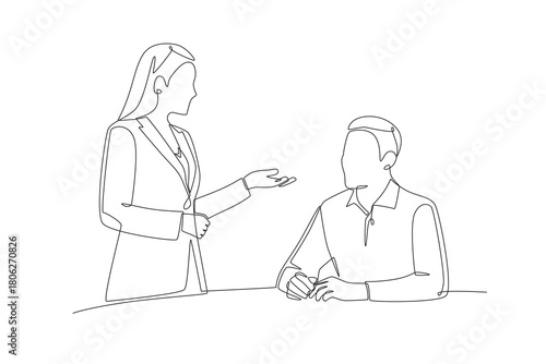 Talking to customers concept one-line drawing