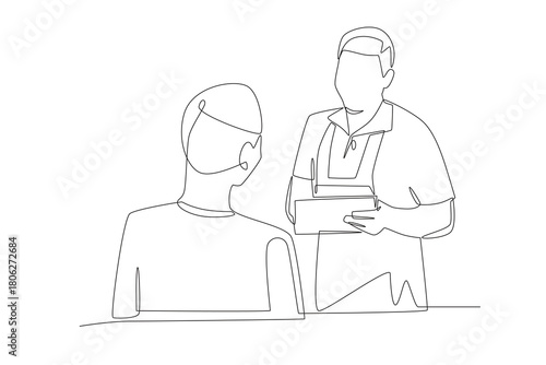 Talking to customers concept one-line drawing