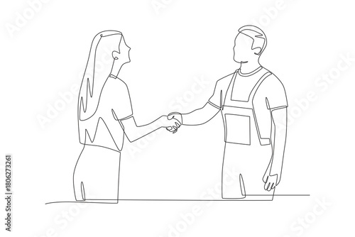 Talking to customers concept one-line drawing