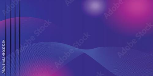 Modern abstract background with blue and purple gradients, flowing translucent waves, and soft light spots.