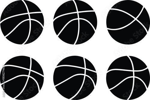 Basketball Silhouette Set – Sports Ball Vector Icons Collection