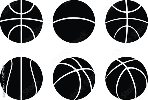 Basketball Silhouette Set – Sports Ball Vector Icons Collection