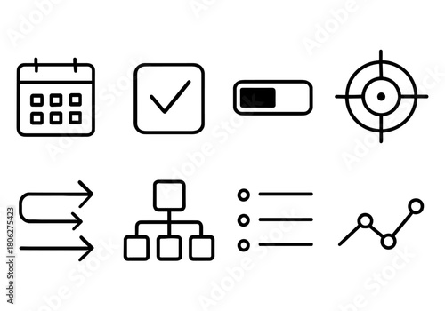 Minimalist icon set for task management and organization tools