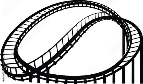 Roller Coaster Track Silhouette – Amusement Park Ride Vector Illustration