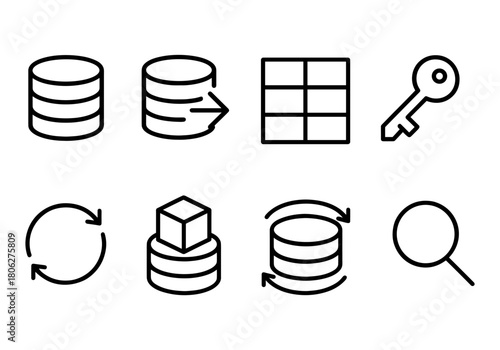 Minimalist data and security icons set for digital application designs