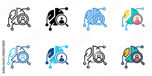 Recruitment metrics icon set multiple style collection 
