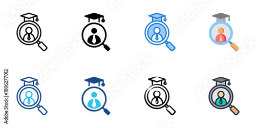 Campus recruitment icon set multiple style collection 
