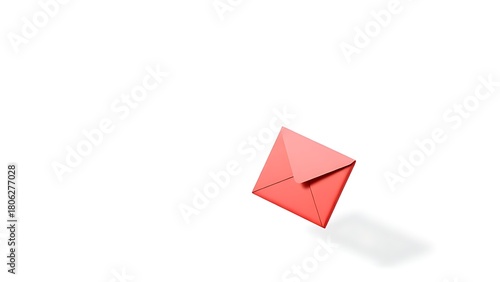 Free Download Stylized red envelope suspended in clean white space with subtle 3D depth and soft lighting. - GFXLoad
