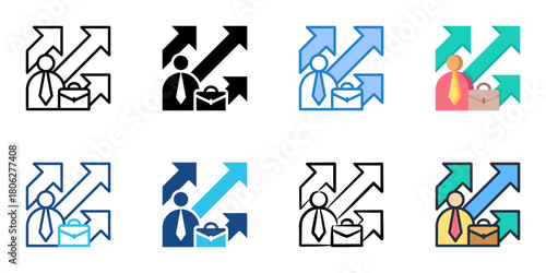 Recruitment trends icon set multiple style collection 
