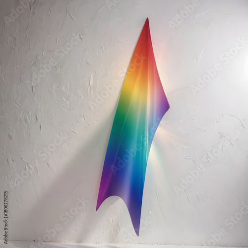 floating prism form with energetic multicolor refracted light