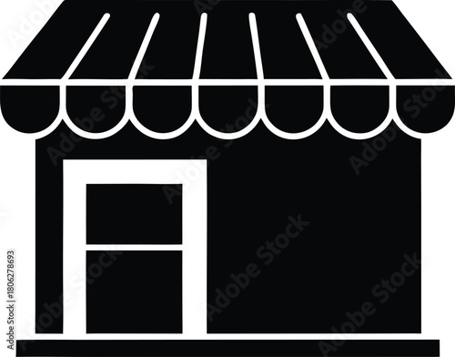 Store Icon Silhouette – Shop Building Vector Illustration