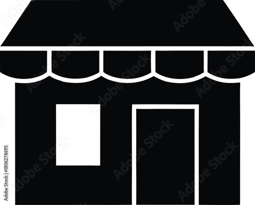 Store Icon Silhouette – Shop Building Vector Illustration