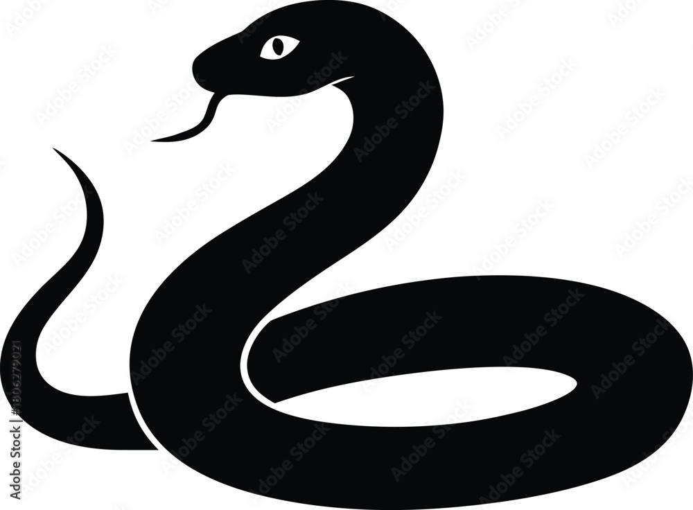 Fototapeta premium Snake Silhouette – Curved Serpent Vector Illustration