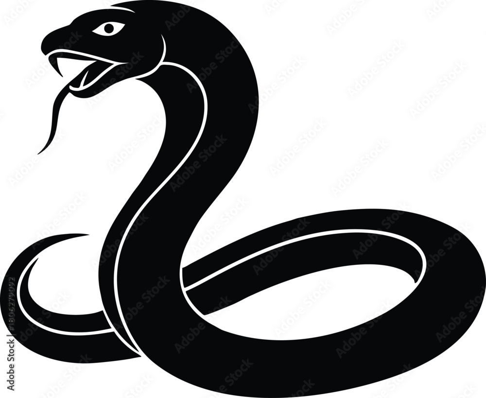 Fototapeta premium Snake Silhouette – Curved Serpent Vector Illustration