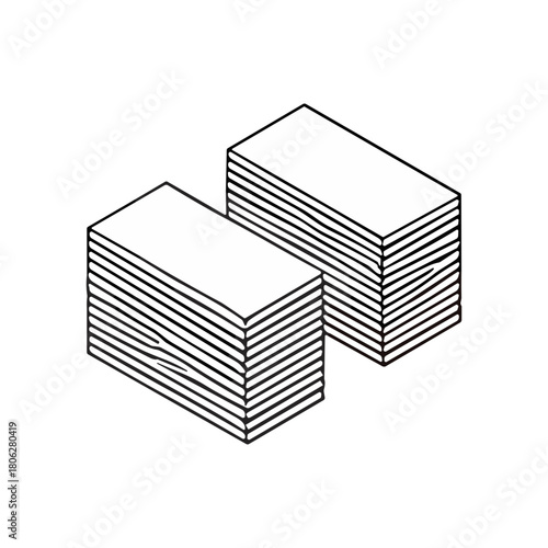 Two stacks of rectangular wooden planks are shown in a simple line drawing illustration.