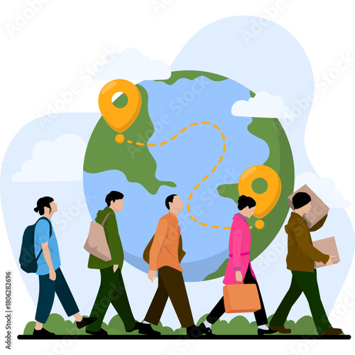 People Migration Illustration