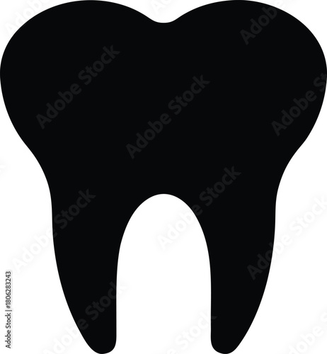 Tooth Silhouette Icon – Dental Care Black Vector Illustration