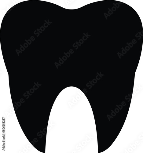 Tooth Silhouette Icon – Dental Care Black Vector Illustration