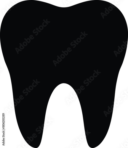 Tooth Silhouette Icon – Dental Care Black Vector Illustration