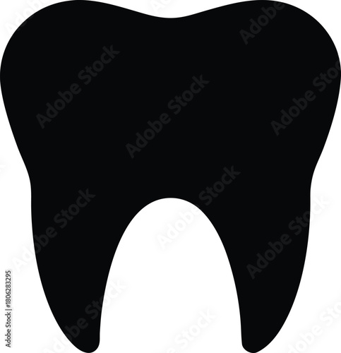 Tooth Silhouette Icon – Dental Care Black Vector Illustration