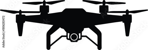 Professional Drone Silhouette Icon – Quadcopter UAV Isolated Graphic