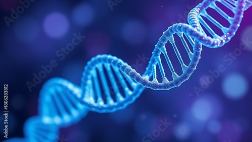 Abstract molecular structure in glowing colors representing a scientific DNA helix concept with futuristic tones.