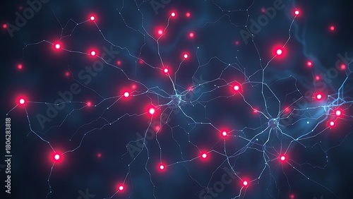 A ghostly neural network with pulsing red warning lights, hinting at future disruptions in connectivity.