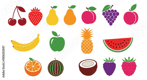 Colorful illustration featuring a variety of fresh and vibrant fruits