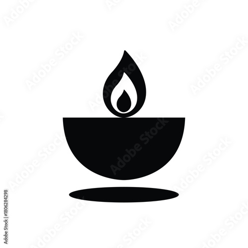 An illustration of Diya lamp. Oil lamp with fire. Hindu festive season also known as festival of light.