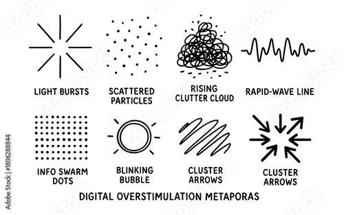 Digital overstimulation metaphors in minimalist style