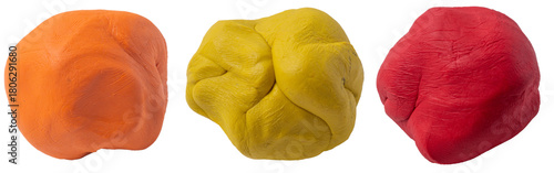 Isolated collection of plasticine balls on a white background