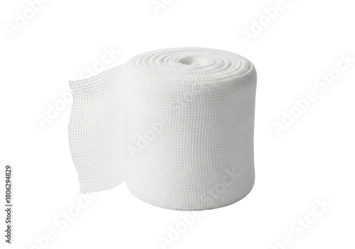 Tableau sur toile Rolled-up white medical gauze bandage isolated PNG, sterile wound dressing for f