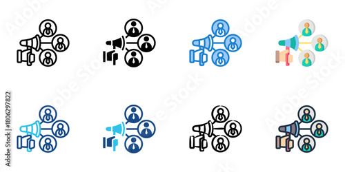 Recruitment advertising icon set multiple style collection 
