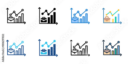 Job market analysis icon set multiple style collection 
