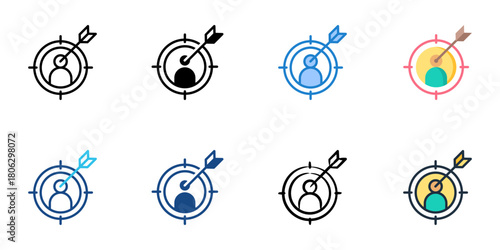 Recruitment goals icon set multiple style collection 

